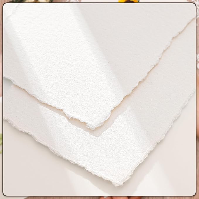 100 Sheets Deckled Edge Paper 6x8 in, 160 GSM Handmade Paper