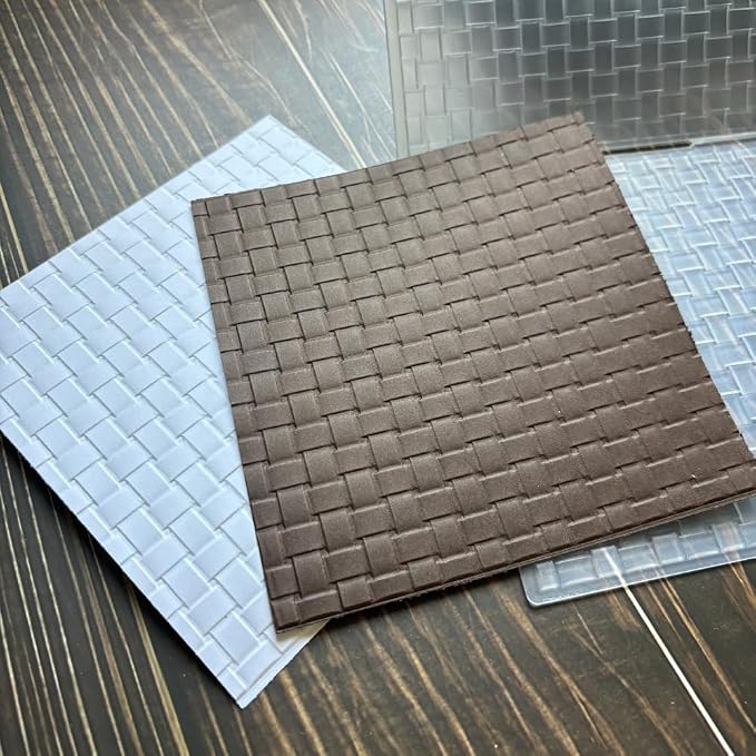 Basket Weave Woven Grid 3D Embossing Folder, Rustic Textured Plastic Stencil for DIY Scrapbooking Card Making Paper Crafts