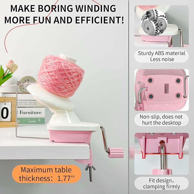 SPEENSUN 3.5 OZ Yarn Winder, 258-Piece Crochet Accessories Kit | Easy Install Knitting Ball Maker: 250 Stitch Markers, 6 Plastic Needles, 2 Guide Rings & Storage Box