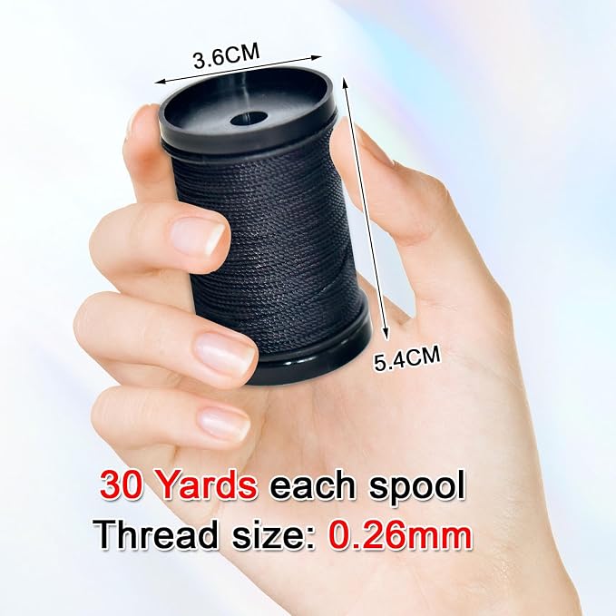 30 Yards Heavy Duty Extra Strong Upholstery Nylon Sewing Thread for Machine, Home, Hand, Craft, and Denim Leather，Color：Black