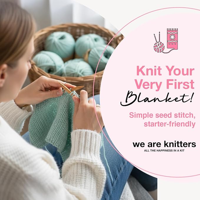 We Are Knitters Blanket Knitting Kit for Beginners – Aquamarine