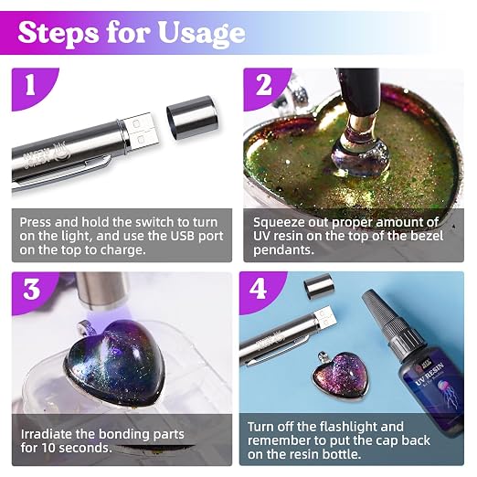 LET'S RESIN UV Resin Kit with Light, Bonding&Curing in Seconds, 30g