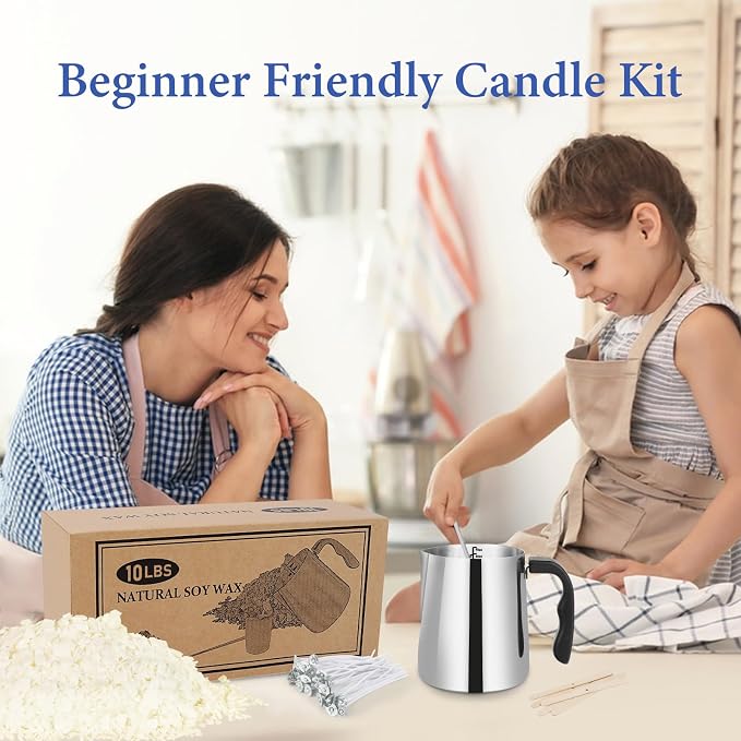 SAEUYVB Candle Making Kit,10 lbs Candle Wax for Candle Making | Natural Soy Wax Flakes with Pouring Pot for Candle Making,Candle Making Supplies for Adults Beginners