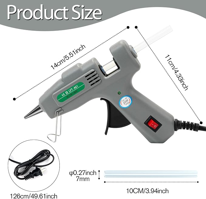 SHJADE Hot Glue Gun with 30 Glue Sticks, 20W Mini Hot Melt Gun Kit(Grey)