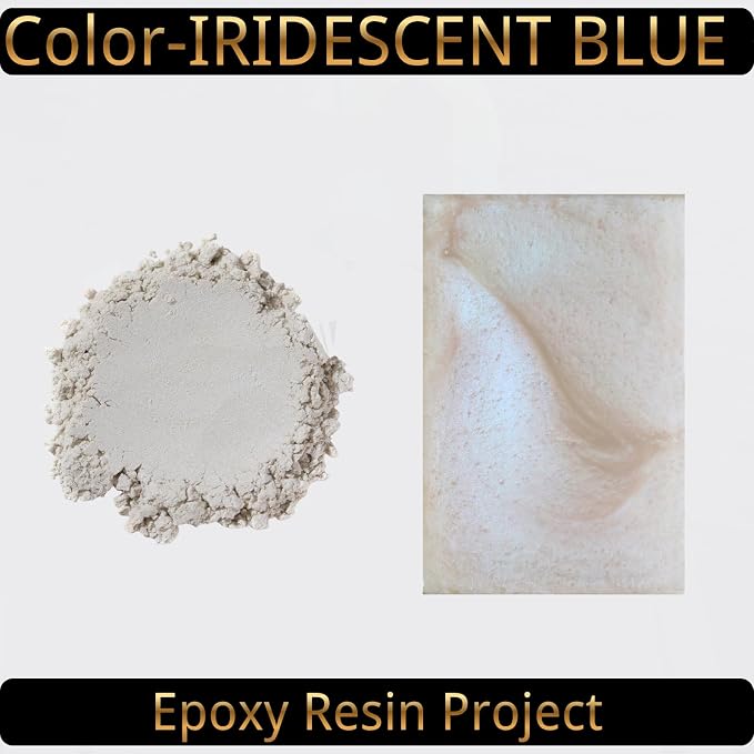 Mica Powder, Iridescent Blue, 240g with Scoop, Complies with ASTM D-4236 | For Epoxy Resin, Soap, Bath Bomb, Candle| Safety Material| Odorless| Brilliant Colors