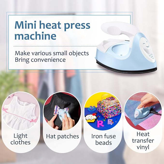 Honoson Mini Craft Iron with Charging Base Tiny,Light Blue