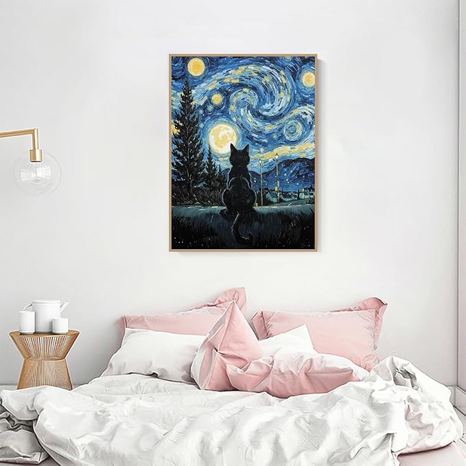 Black Cat Diamond Art Kits for Adults Cute Diamond Painting Kit Beginner