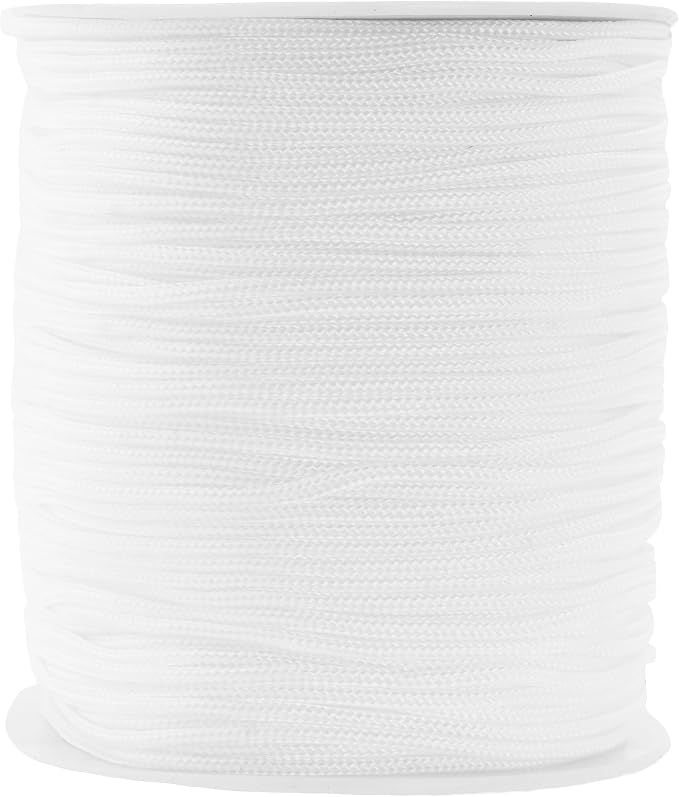 Mandala Crafts 1.2mm White Rattail Nylon Satin Cord for Jewelry Making