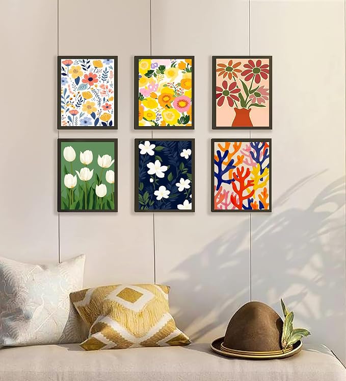 DOTSOPS 6 Pcs Floral Diamond Painting Kits Art Adults Painting Kits | Crafts DIY 5D Diamond Art Packs Kits,Full for Adults,Beginner Home Wall Decoration Gift 11.8 x 15.7 Inches