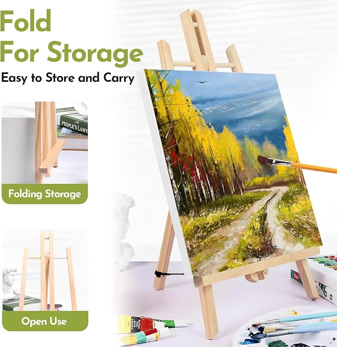 Conda 2 Pack 18 Inch Wooden Tabletop Easel Stand, A-Frame Art Painting Easel for Painting, Display & Art Creation, Canvas Holder for Artists, Students & Hobbyists