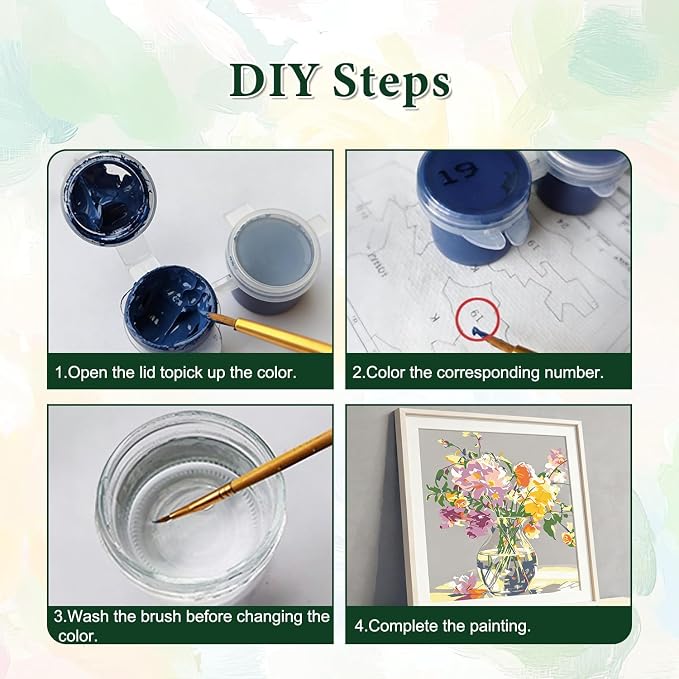 PHANTASYART Flowers Vased Paint by Numbers Kit for Adults 16x16inch | Flowers Adult Paint by Numbers, Flower Canvas Paint by Numbers for Adults, DIY Acrylic Paint Kit, Gifts & Home Decor