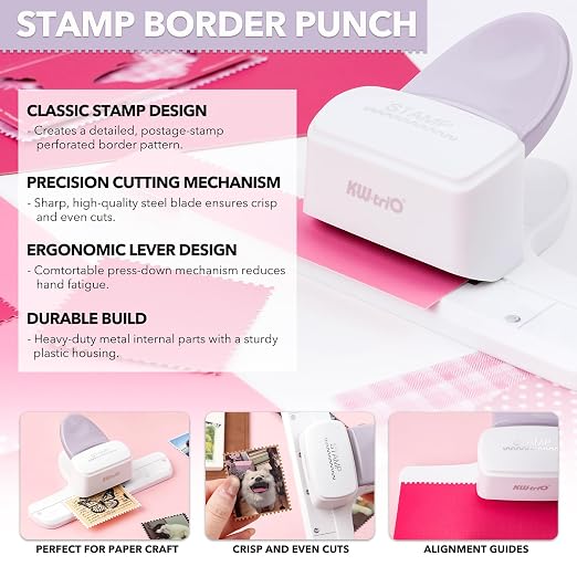 Stamp Puncher - Adjustable Postage Stamp Border Punch Stamp Shaped Paper Punch for Scrapbooking, DIY Greeting Cards, Journaling, and Paper Crafts