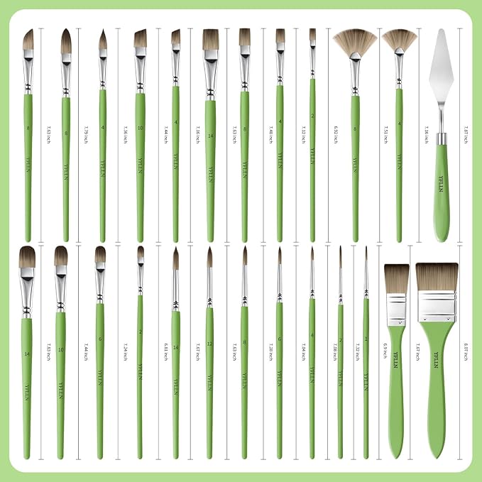 25Pcs Oil Paint Brushes for Acrylic Painting, Acrylic Paint Brush Set