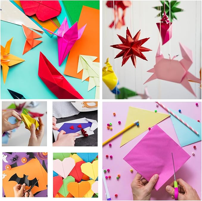 200 Sheets Origami Paper, 20x20 cm/8 Inch Origami Paper Double Sided(70gsm), 20 Colors Large Origami Paper Squares for Kids DIY School Arts Crafts Projects Children Adults