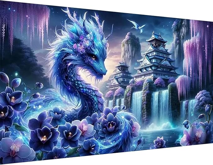 mrpwnle Large Diamond Art Kits for Adults Big Dragon Diamond Painting Kits | Large Dragon Diamond Art Painting Kits for Adults Beginners, 5D Round Full Drill Gem Art, Home Decor Gifts 15.7 X 27.5 Inch