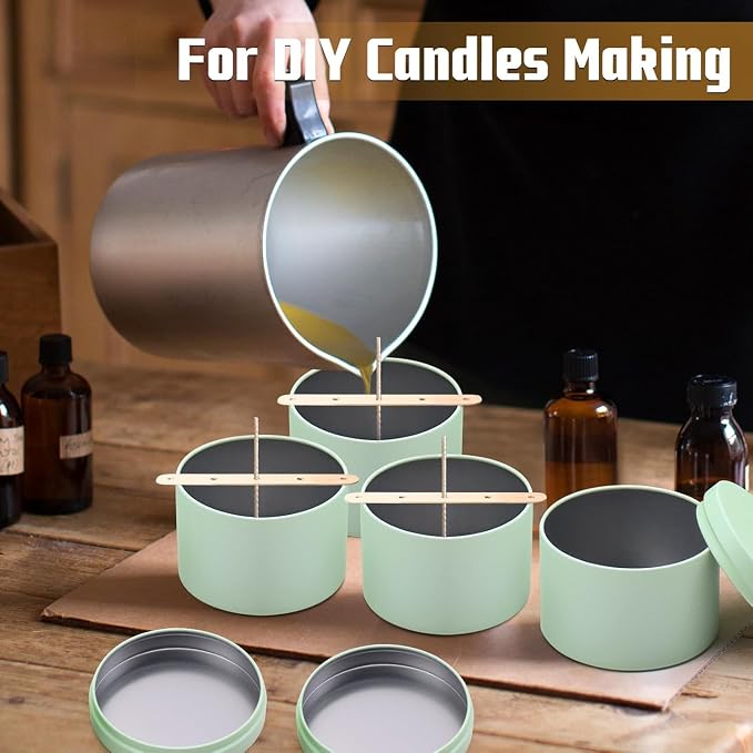 24-Pack 4oz Candle Tins with Lids, Metal Candle Jars for Candle Making, Empty Containers Vessels Bulk for Small Business & Beginners DIY Storage -Green
