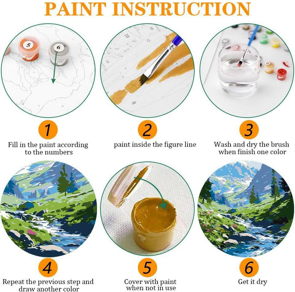 4 Pack Frame Paint by Numbers Kit for Adults, Landscape Paint by Numbers