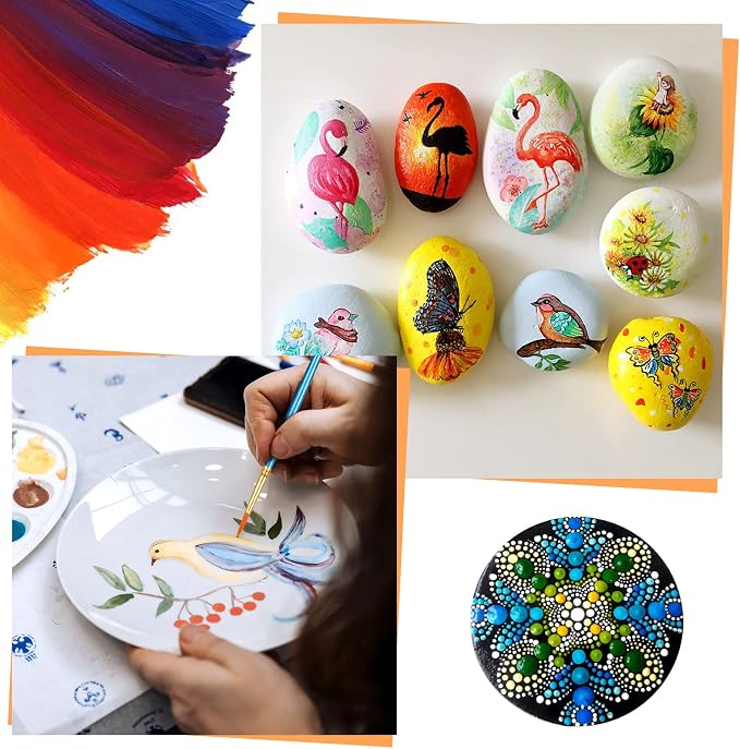40 Pcs Paint Brushes, Acrylic Painting Brush Set, Watercolor Brushes, Acrylic Brushes for Oil Watercolor, Miniature Detailing, and Rock Painting