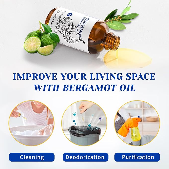 HIQILI Bergamot Essential Oil for Skin, Diffuser & Hair