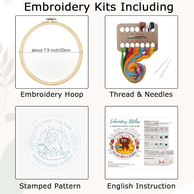 Nuberlic Cute Dog Embroidery Kits for Beginner Adults Cross Stitch Kit with Funny Animal Pattern Include Cloth Hoops Threads Needles