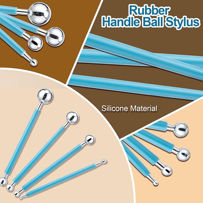 Amrules 10Pcs Double-Ended Stainless Steel Dotting Tools with Multiple Size | Lightweight & Versatile, Multiple Sizes for Precision Dots & Details, Ideal for Rock Painting, Pottery, Nail Art, and More