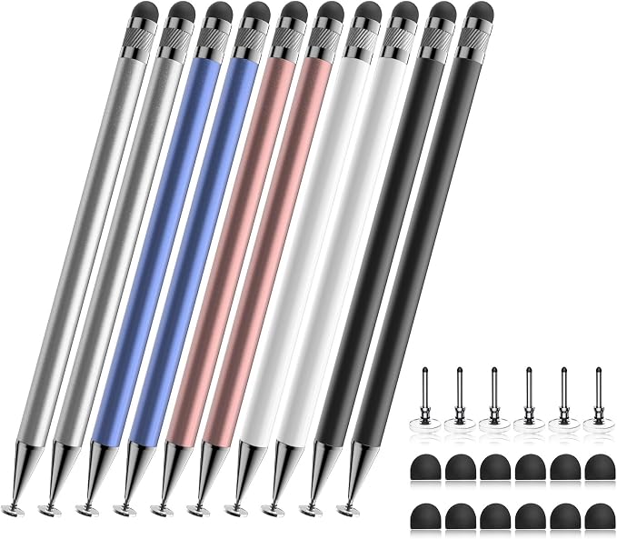 Bopomofo Stylus(10 Pcs),2-in-1 Stylus Pen for Touchscreen,Stylus Pen | Metal Barrel,Suitable for Apple(iPhone/ipad)/Nintendo Switch/Samsung/Google/Microsoft/Android Tablets Touch Screen Devices