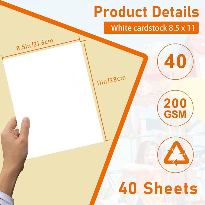 Guakicae 40 Sheets Bright White Cardstock 8.5 x 11 Printer Paper 75lb
