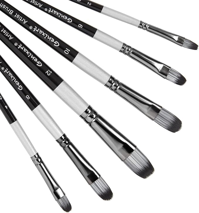 Genixart Filbert Paint Brush Set - Art Paintbrushes Acrylic Oil Watercolor