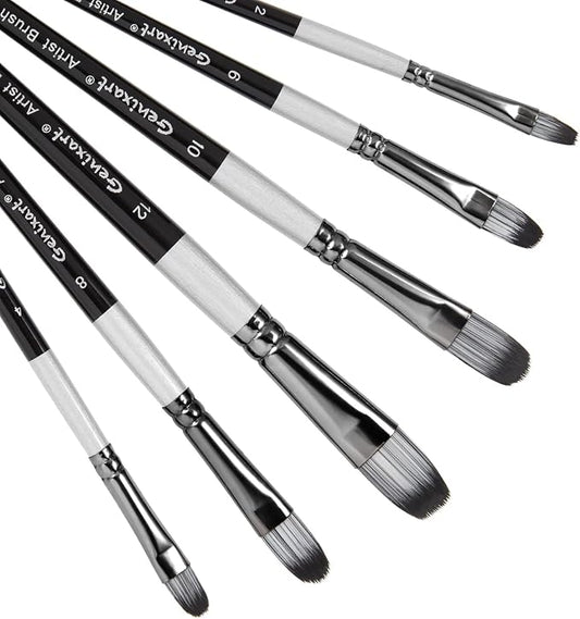 Genixart Filbert Paint Brush Set - Art Paintbrushes Acrylic Oil Watercolor