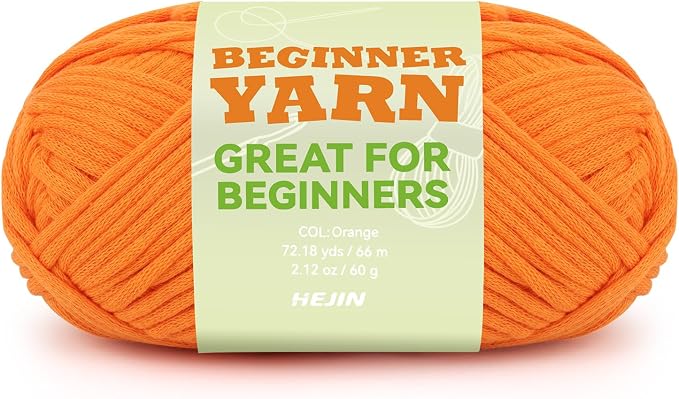 60g Orange Yarn for Crocheting and Knitting;66m (72yds) Cotton Yarn for Beginners with Easy-to-See Stitches;Worsted-Weight Medium #4;Cotton-Nylon Blend Yarn for Beginners Crochet Kit Making