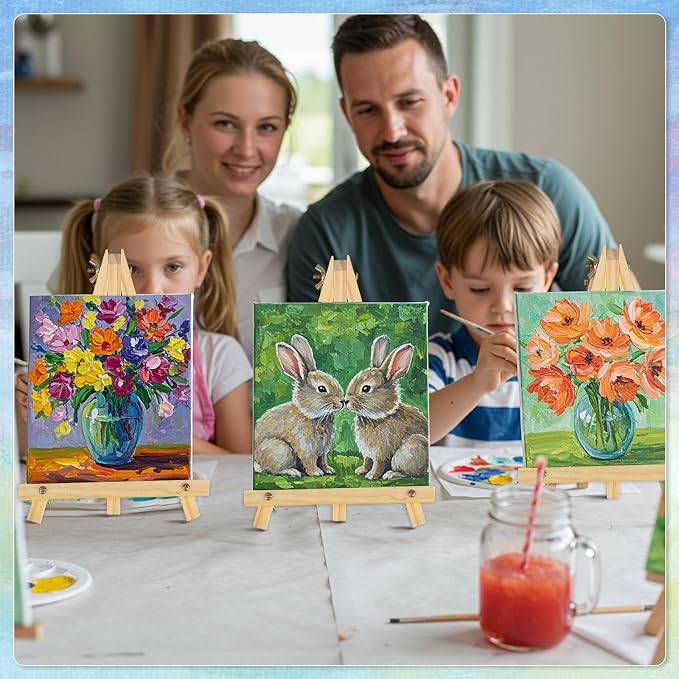 8 Pack 9 Inch Easel for Painting | Wooden Easel Stand for Sign Table Top Small Art Easel for Artists and Students
