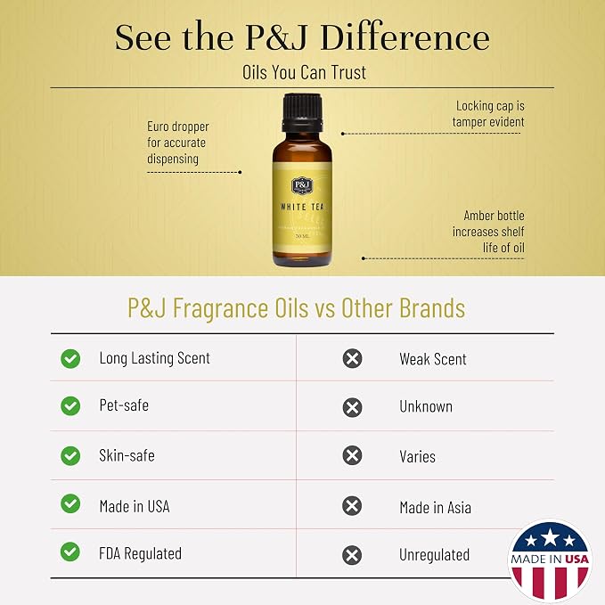 P&J Trading - White Tea Scented Oil 30ml - Fragrance Oil for Candle Making, Soap Making, Diffuser Oil
