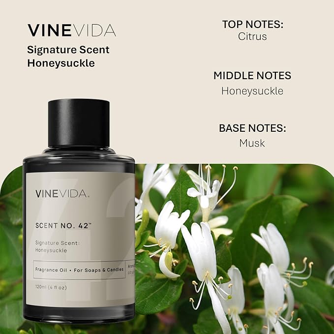 VINEVIDA [4oz] Honeysuckle Fragrance Oil for Candle Making and Soap Making - Premium Candle Scents for Soy Candles