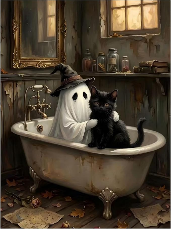 Mandun Halloween Paint by Numbers Kit for Adults, 16x20 inch | DIY Painting Kits Crafts for Adults, Relieve Stress, Frame Canvas, Wooden Easel, Gift Box, Home Wall Decor