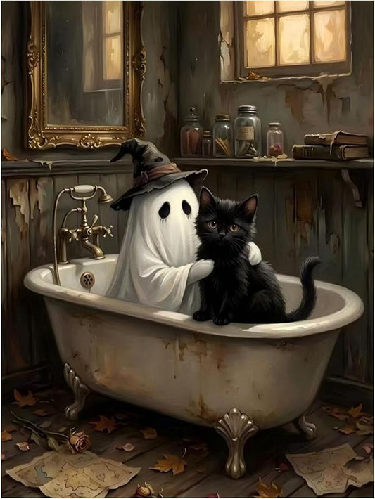 Mandun Halloween Paint by Numbers Kit for Adults, 16x20 inch | DIY Painting Kits Crafts for Adults, Relieve Stress, Frame Canvas, Wooden Easel, Gift Box, Home Wall Decor