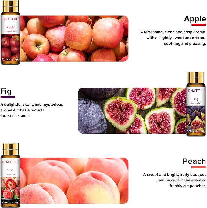 PHATOIL Fruit Fragrance Oil Set for Diffusers for Home, Soap Candle Making