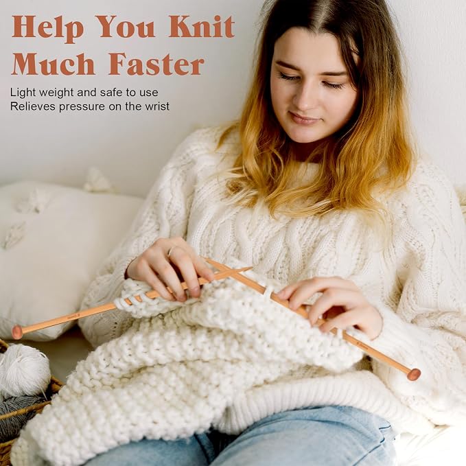 2pcs Bamboo Knitting Needles 10-Inch Long Wooden Knitting Needles 6mm