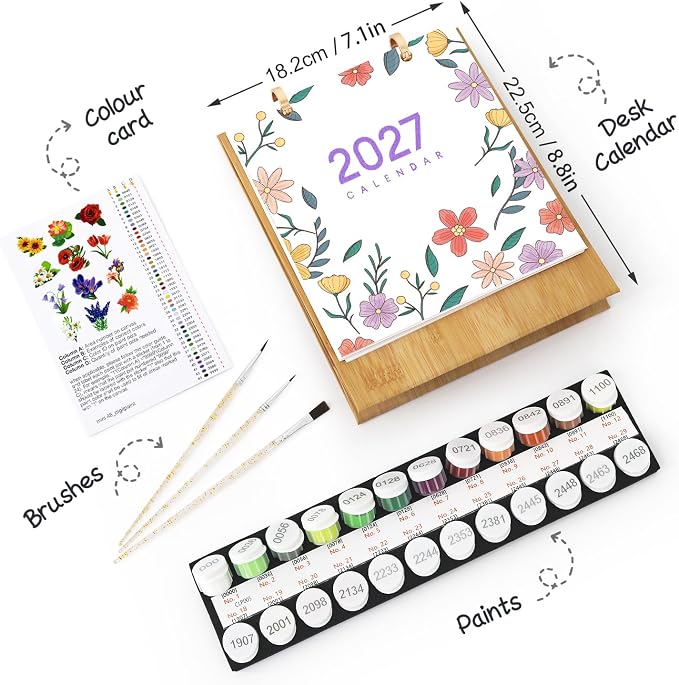 Lnjsipam Paint by Numbers Calendar 2027 - Flower Paint with Number for Gift | Flower Paint by Numbers Calendar, Easy DIY Calendar, Unique Gift for New Year, Flower Paint by Number Kit for Adults