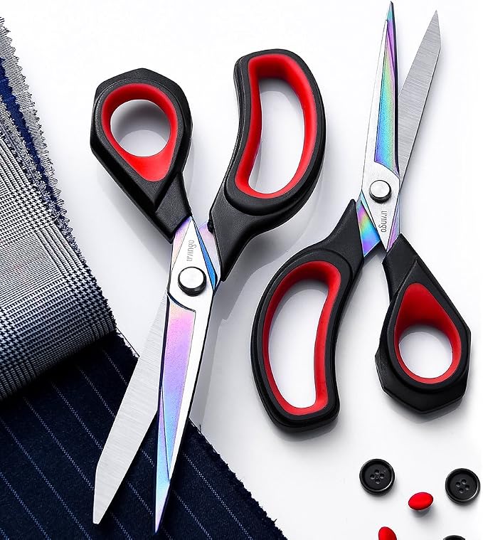 LIVINGO Fabric Scissors 8.5" Tailor Sewing Shears Professional | Forged Stainless Steel Blade, Titanium Coating, Comfortable Handle, Sewing Quilting Craft Materials