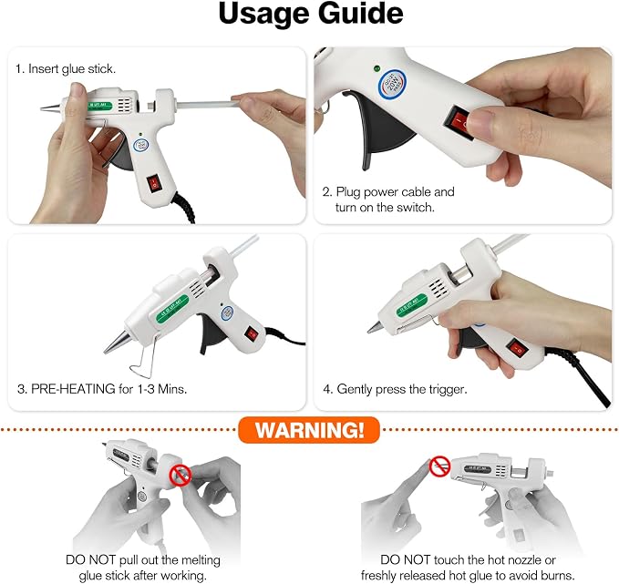 SHJADE Hot Glue Gun with 30 Glue Sticks, 20W Mini Hot Melt Gun Kit(White)