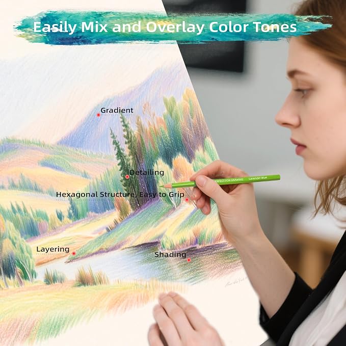 72 Colored Pencils Professional Coloring Pencils Artist Sketch Drawing Color Pencil for Kids and Adults Art Color Pencil Set