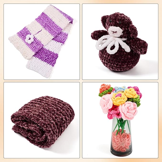 Soft Velvet Chenille Yarn for Crocheting, Super Bulky Yarn for Blankets