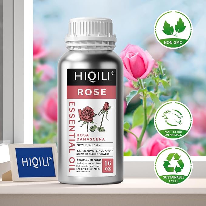 HIQILI Rose Essential Oil Large Capacity for Skin Care & Candle Making