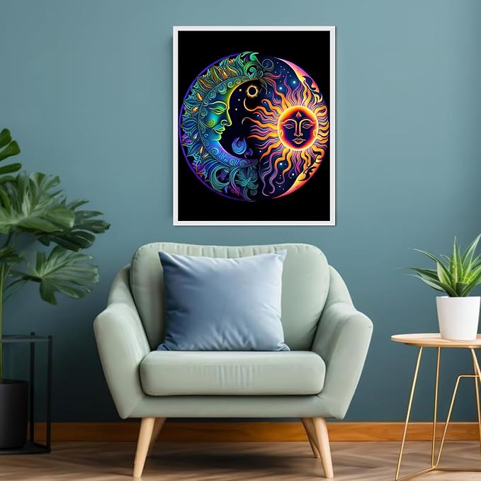 Moon Paint by Number for Adults, Paint by Numbers for Adults Beginner | Sun Paint by Numbers for Adults Beginner, Sun Paint by Numbers for Gift Home Wall Decor 16x20 inch Frameless