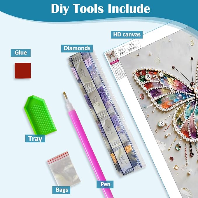VCLKDIY Butterfly Diamond Art Pearl Painting Kits for Adults, 3D Special Shape Pearl Diamond Art Kits for Adults Beginners, DIY Plastic Pearl Painting Gem Crafts for Home Wall Decor 11.8x15.7 Inch