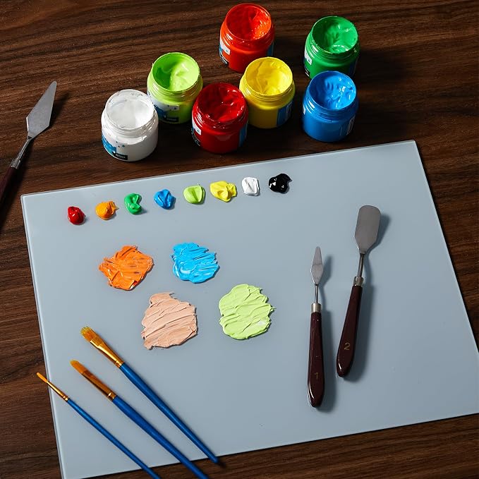Nuanchu 1 Pcs Tempered Glass Palette for Oil Painting, 12 X 16 Inches Grey