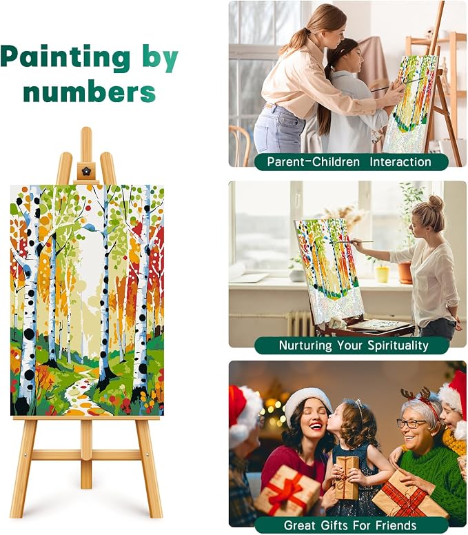 Paint by Numbers Kit for Adults Beginner & Kids Age 8-12 with Wooden Frame, Easy Adult Paint by Number Kits on Canvas, DIY Acrylic Watercolor Oil Paint by Number for Adults for Home Decor 8x12 Inch