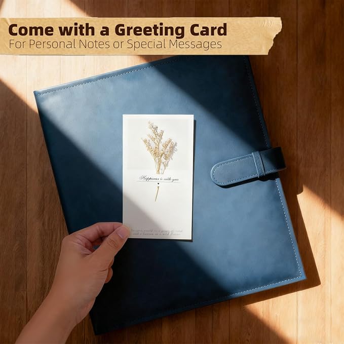 Vienrose 15"x13" Scrapbook Album Gift Set Faux Leather DarkBlue 100 Pages