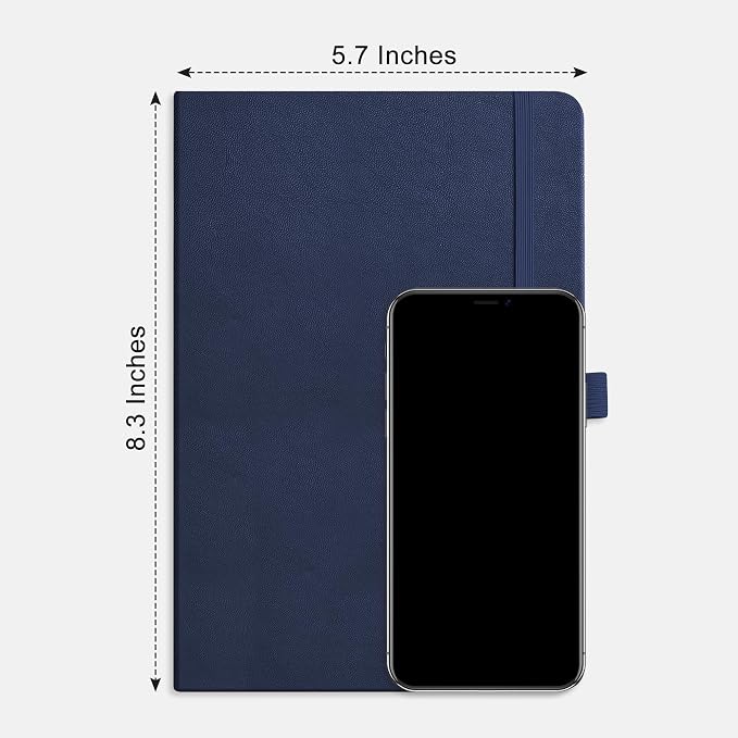 RETTACY Blank Journal Notebook, 192 Pages, A5 Medium Size (5.7'' x 8.3'') | Leather Hardcover, 100 GSM Thick Paper, for Sketching, Drawing, Painting (Navy blue)