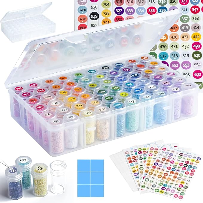 forever young 1-Pack Diamond Art Storage Container, 60-Grid Bead Organizer | Store your diamond art beads neatly with the organizer, keeping diamonds tidy. Diamonds not included. Includes free labels.